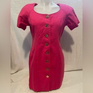 Vintage Pink Irresistible By Sue Eng 1980s Dress with shoulder pads, Size 7/8